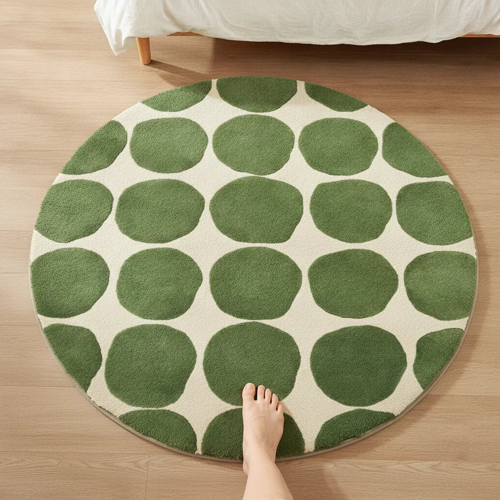 Tapis rond velours ras géométrique