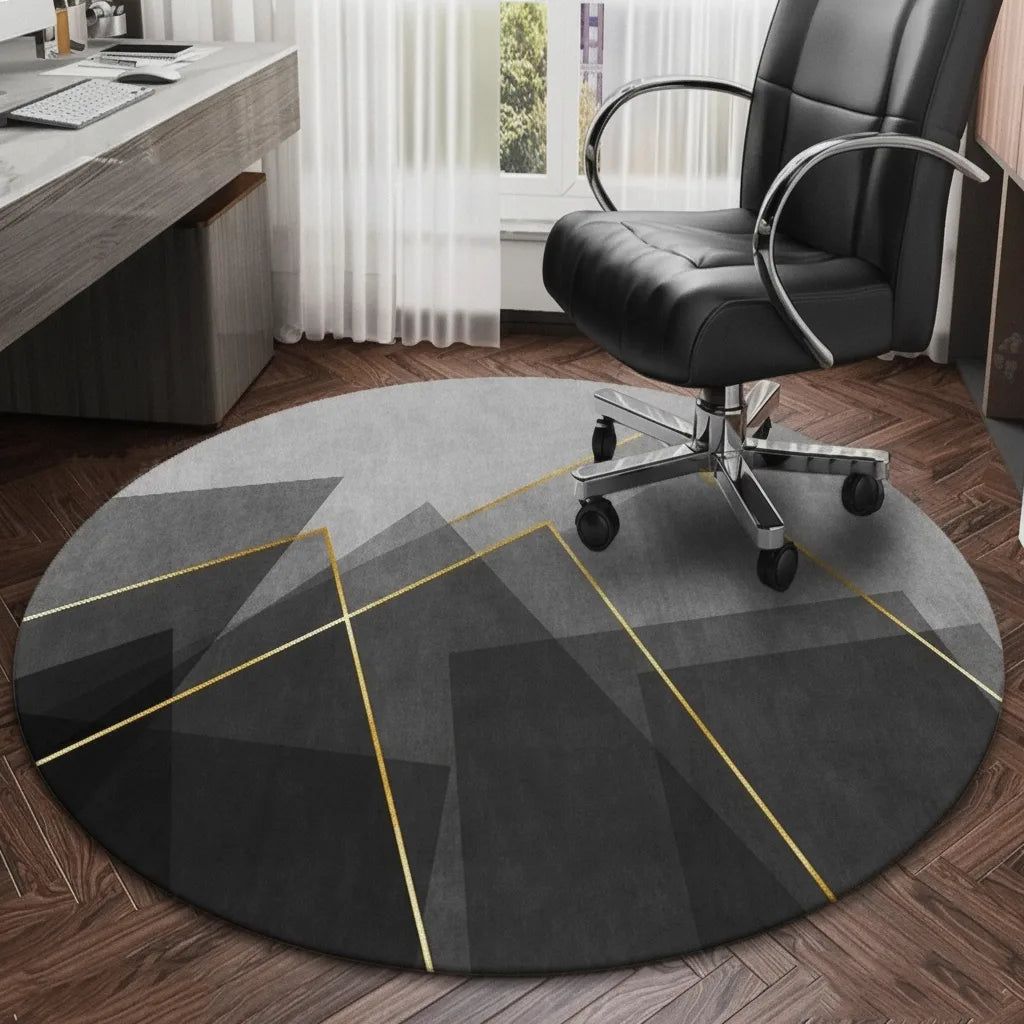 Tapis rond velours motif géométrique