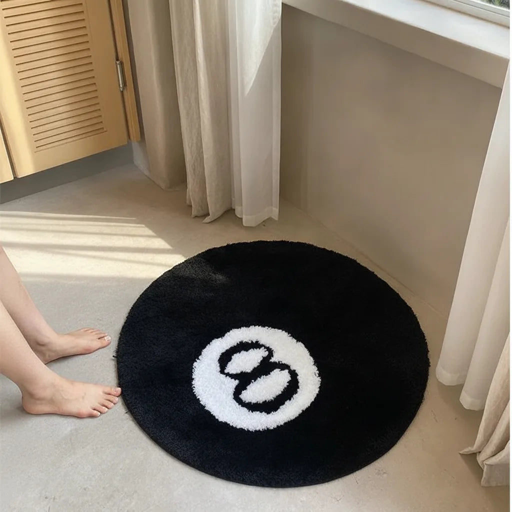 Tapis rond boule de billard noir