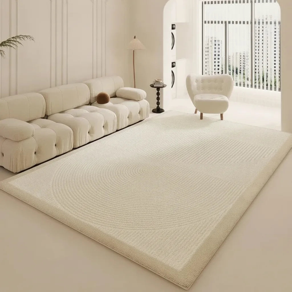 Tapis de salon uni blanc moelleux