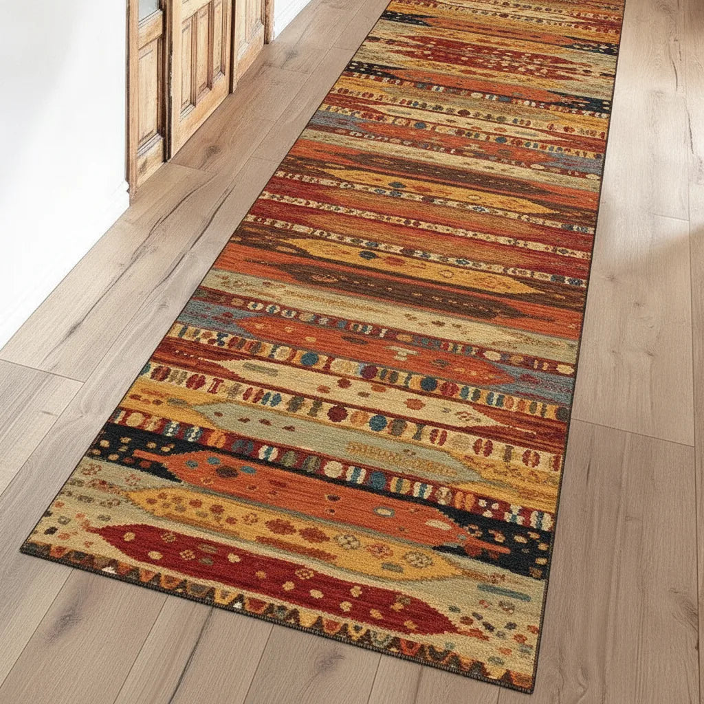 Tapis de couloir bohème tissage plat