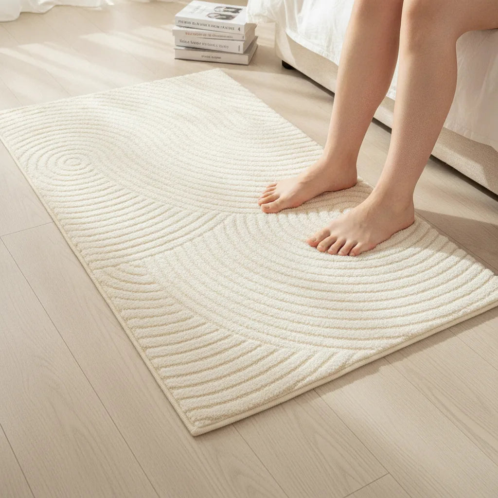 Tapis de chevet crème moelleux