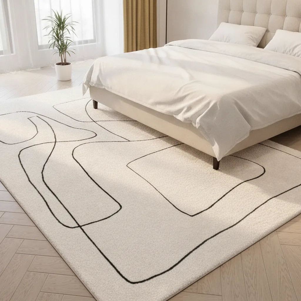 Tapis scandinave moelleux à lignes