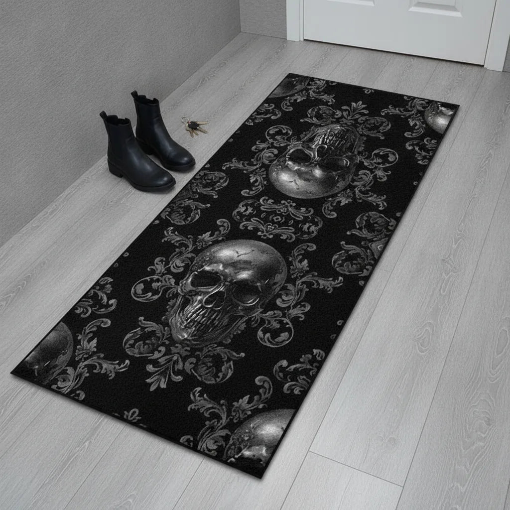 Tapis de couloir tête de mort noir