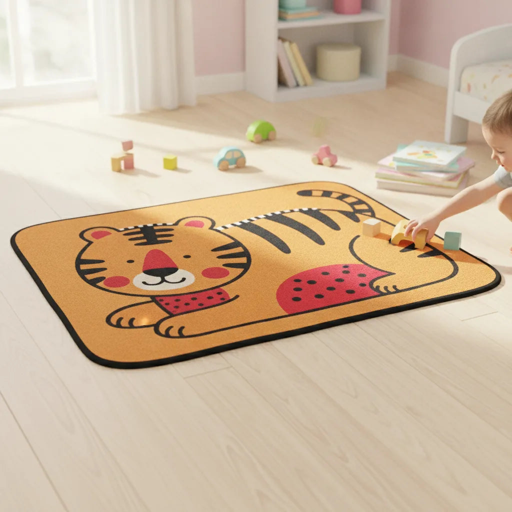 Tapis enfant tigre dessiné