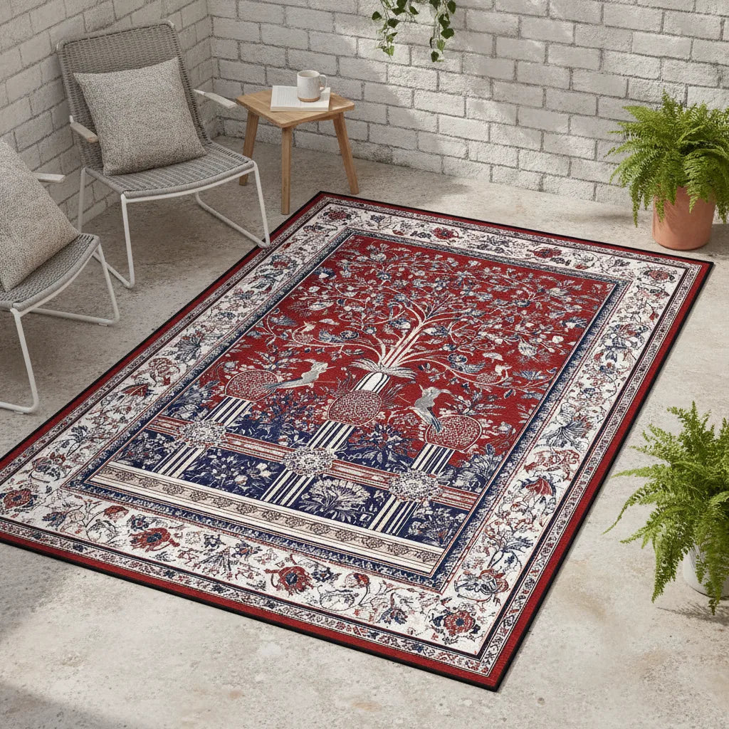Tapis d'extérieur boho fleuri