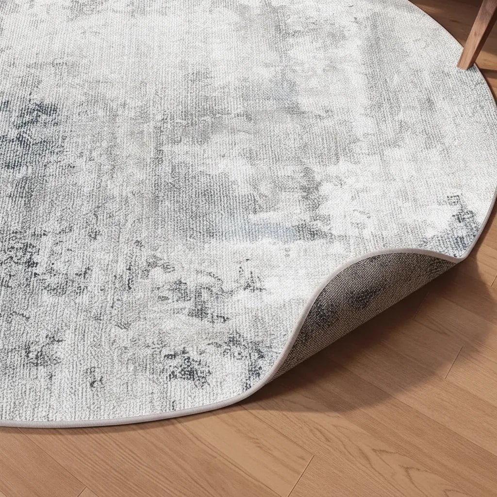 Tapis rond abstrait lavable en machine