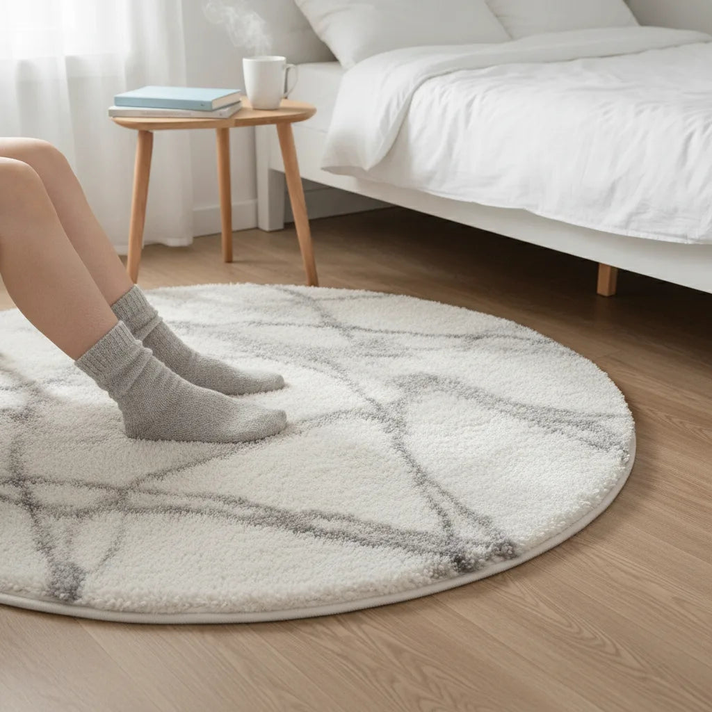 Tapis rond scandinave moelleux