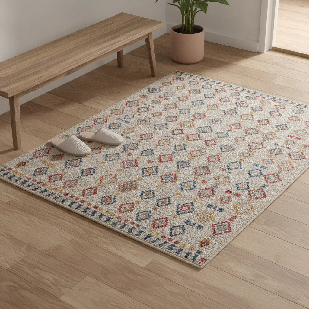 Tapis berbère coloré motif géométrique