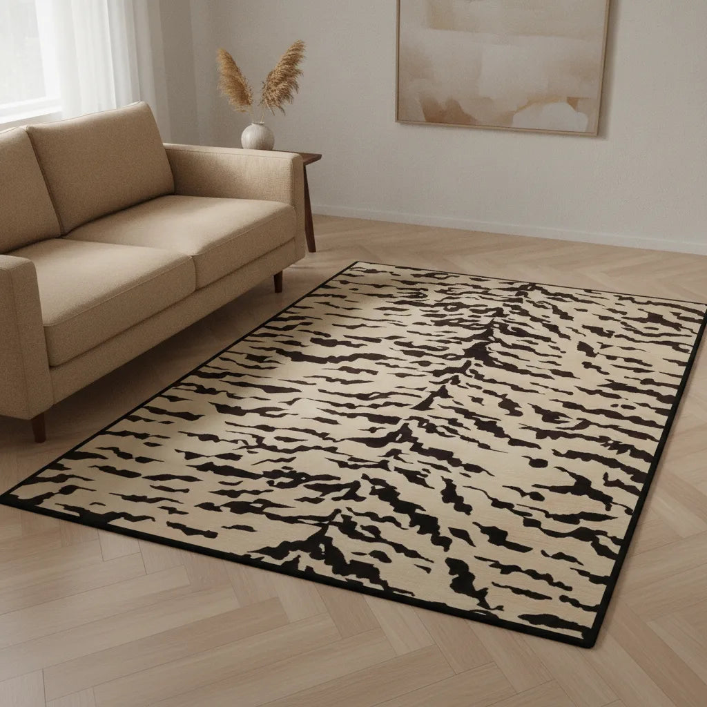 Tapis motif animal tigre et zèbre