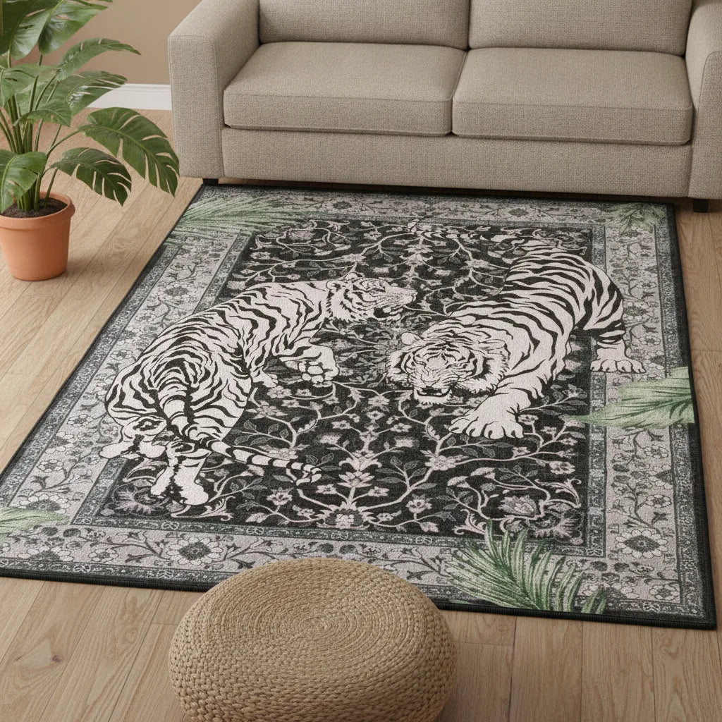 Tapis de salon jungle tigre