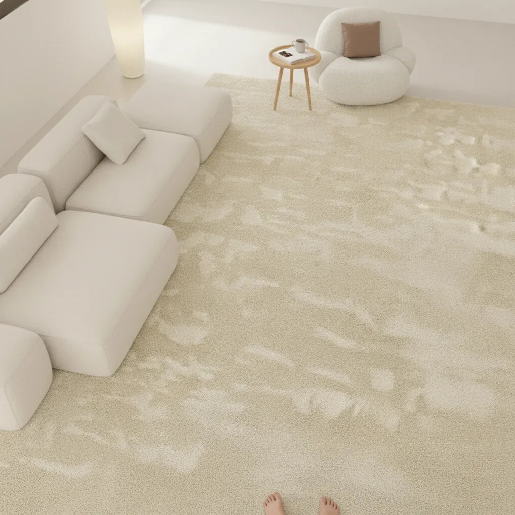Tapis de salon uni blanc moelleux