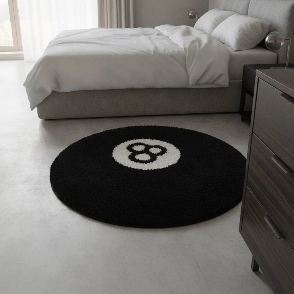 Tapis rond boule de billard noir