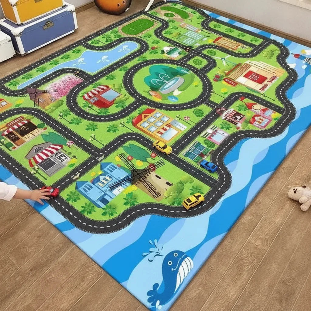 Tapis de jeu circuit voitures enfant