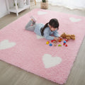 Tapis enfant cœurs à poils longs
