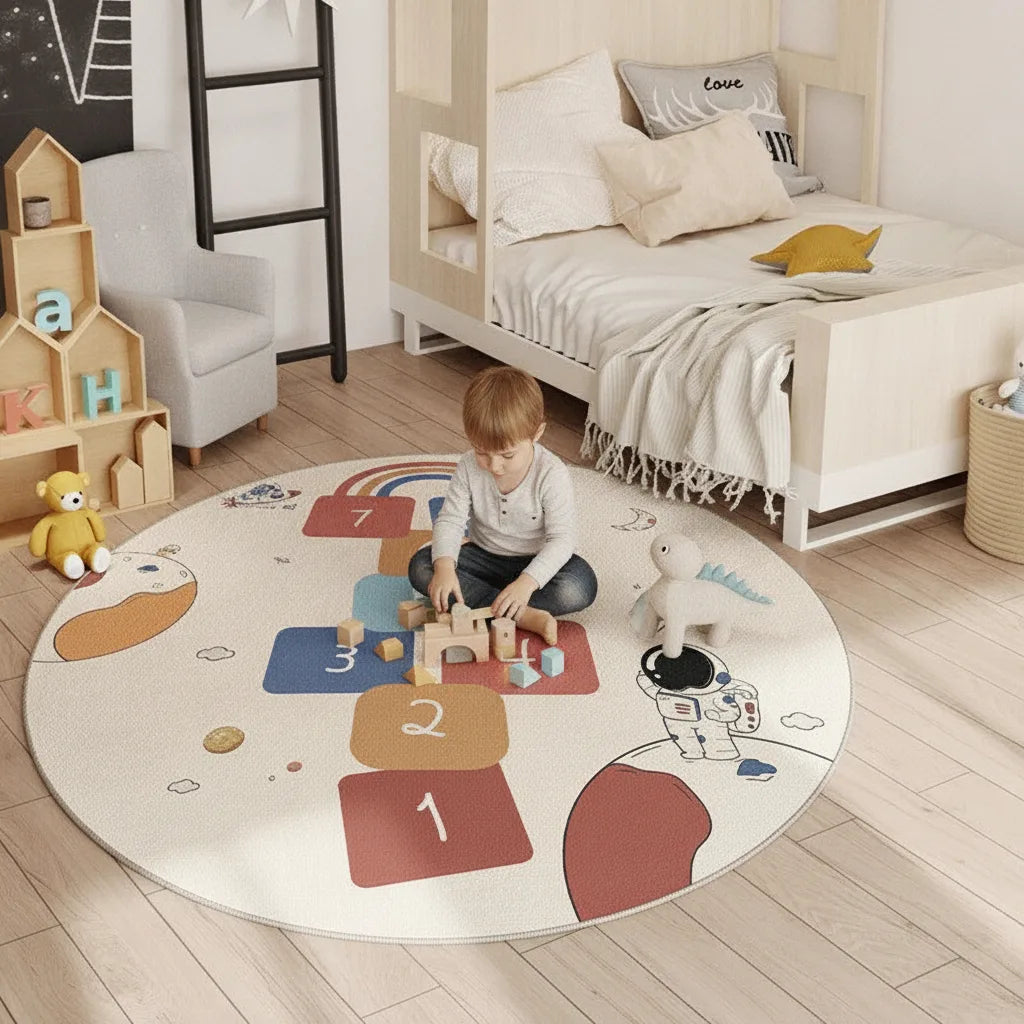 Tapis rond enfant motif rigolo