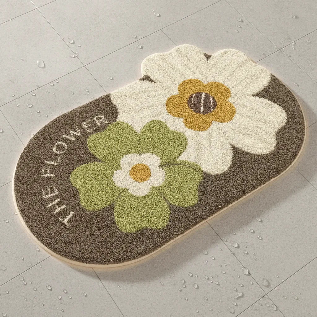 Tapis de salle de bain fleuri doux