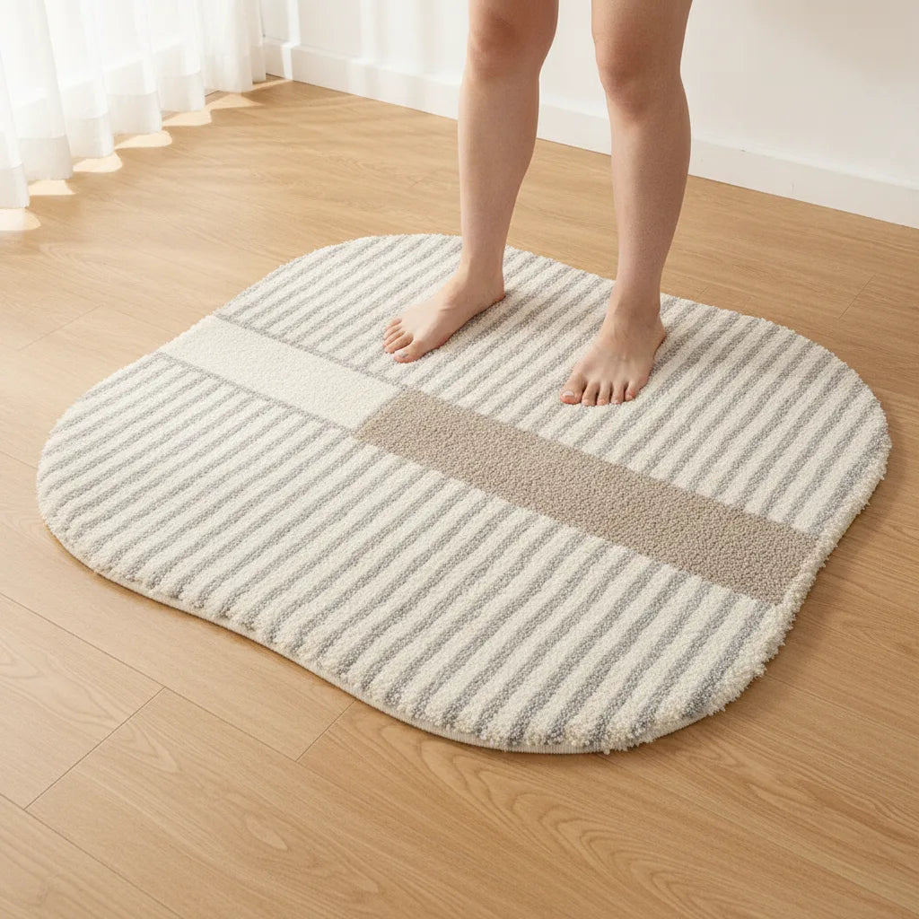 Tapis ovale crème doux et moelleux
