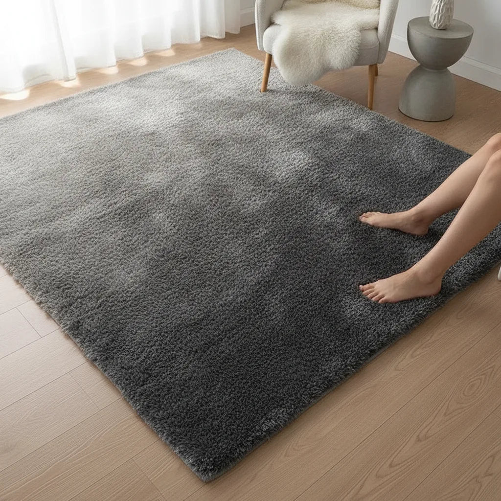 Tapis de salon velours dégradé gris