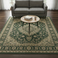 Tapis de salon oriental vert et beige