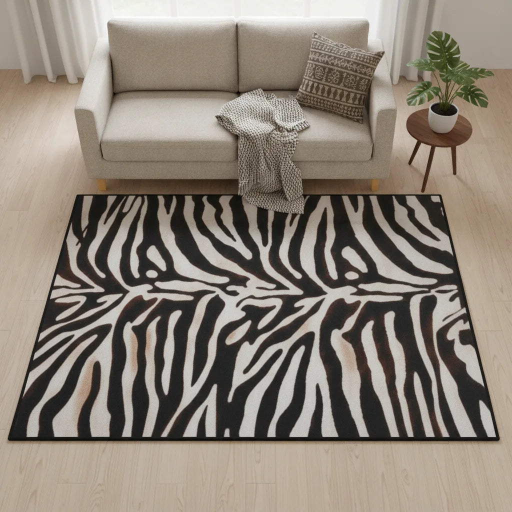 Tapis motif animal tigre et zèbre