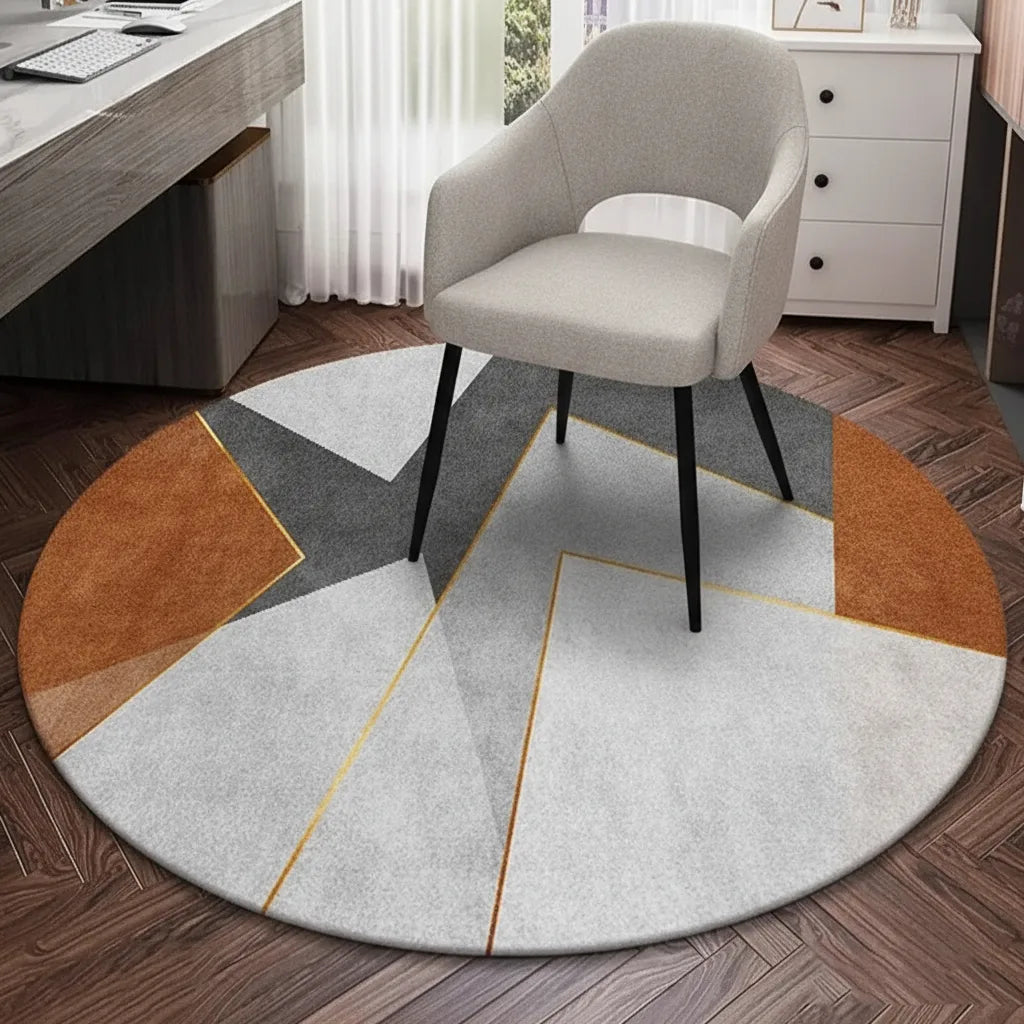 Tapis rond velours motif géométrique