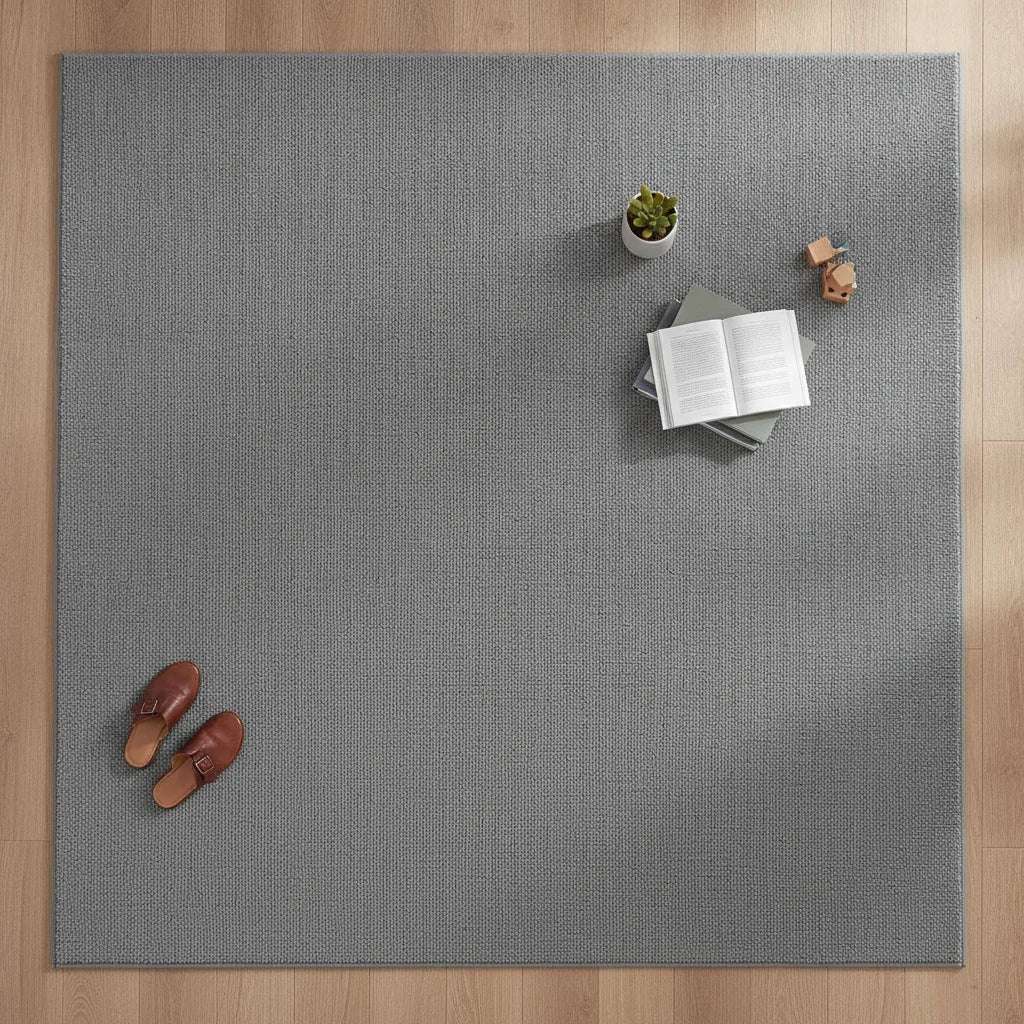 Tapis de salon uni gris poil ras