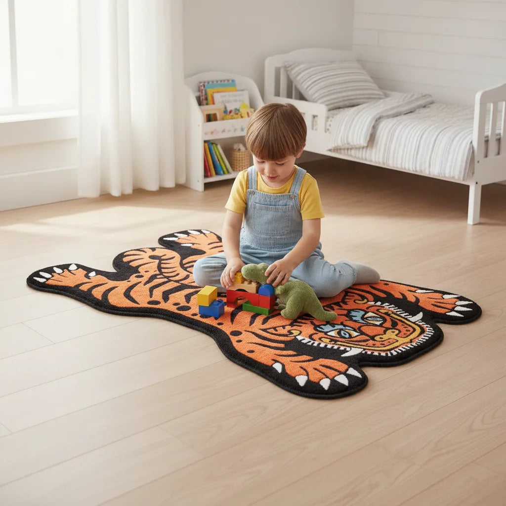 Tapis enfant tigre dessiné