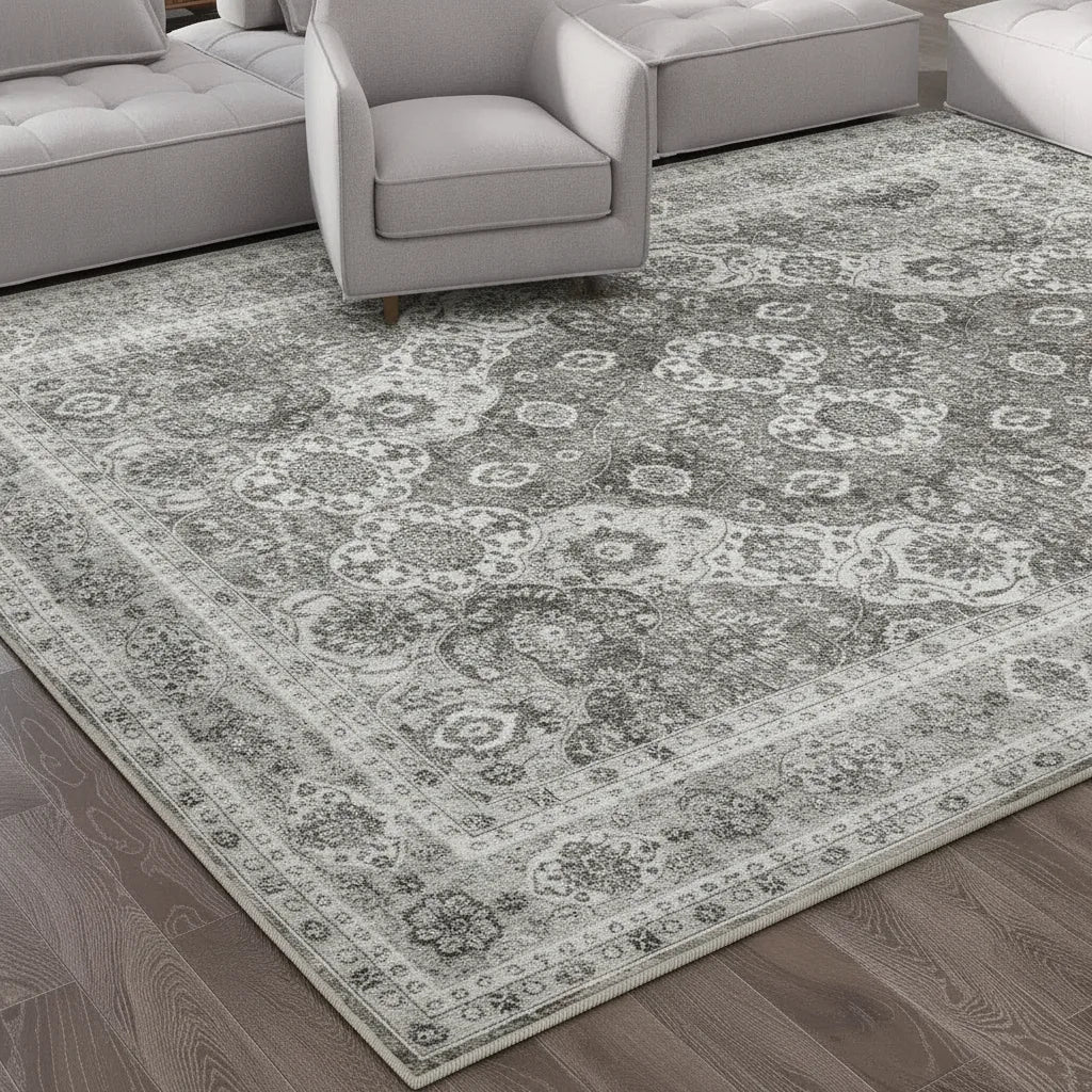 Tapis salon vintage à l'effet délavé