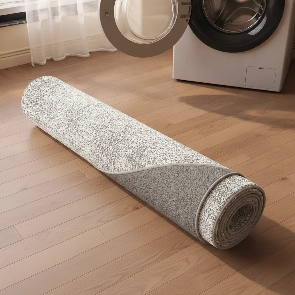 Tapis rond abstrait lavable en machine