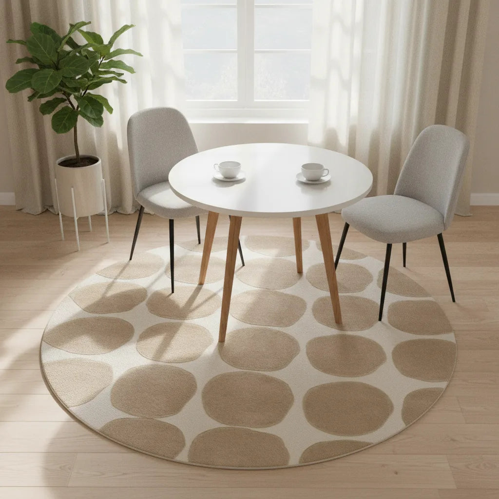 Tapis rond velours ras géométrique