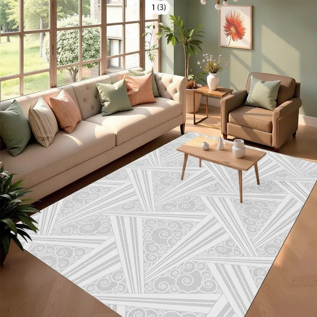 Tapis salon rayé minimaliste bohème