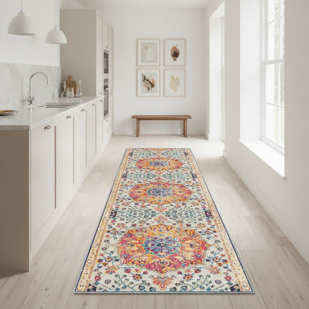 Tapis de couloir bohème tissage plat