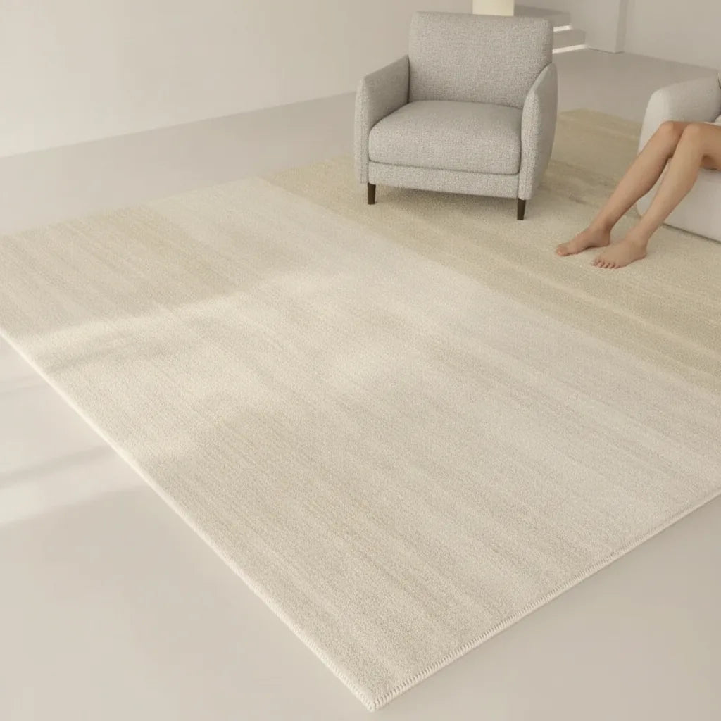 Tapis de salon uni blanc moelleux