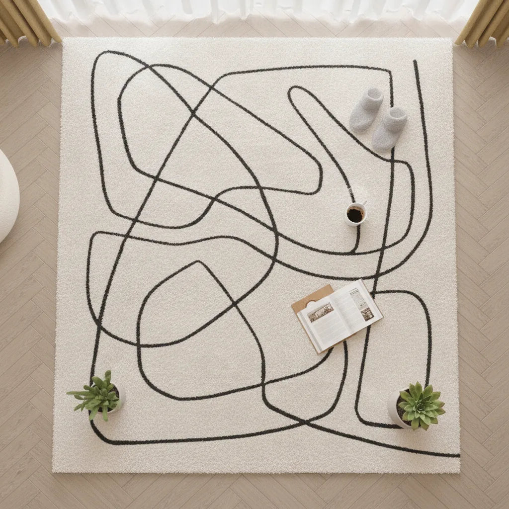 Tapis scandinave moelleux à lignes
