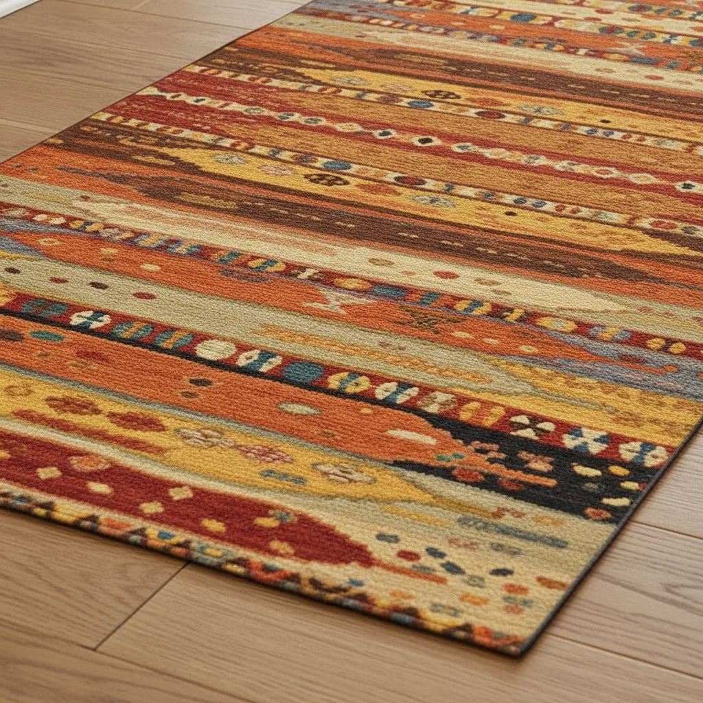Tapis de couloir bohème tissage plat
