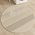 Tapis rond moderne rayé lavable