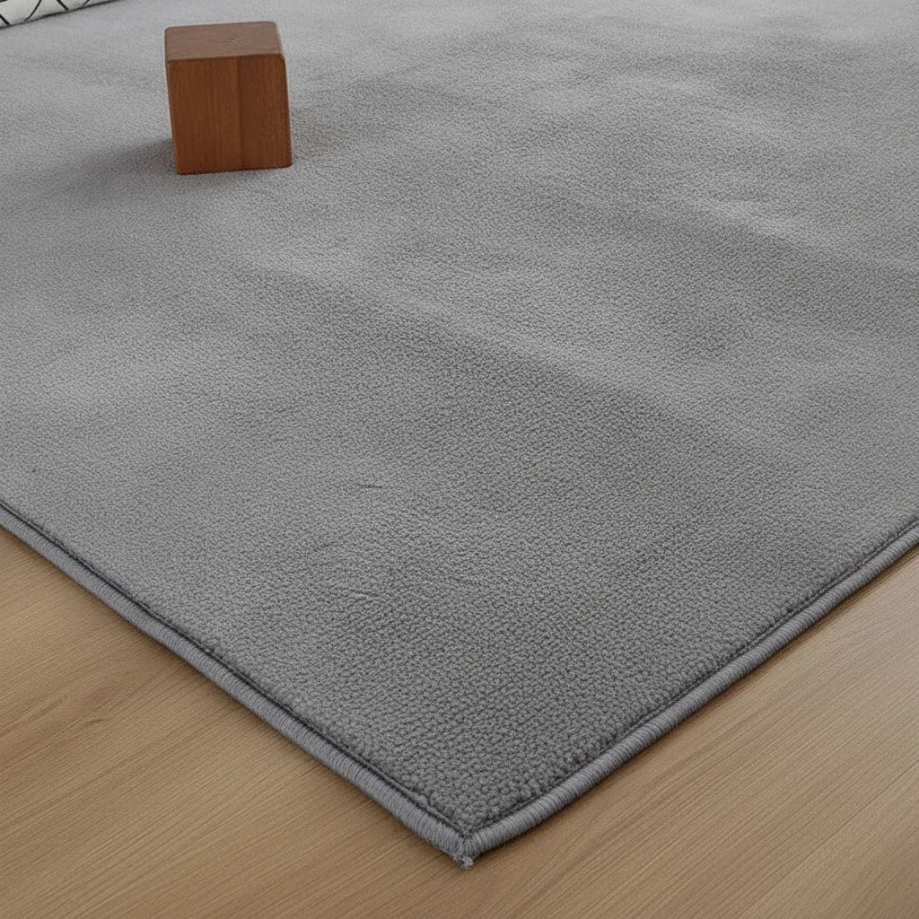 Tapis de salon uni gris poil ras