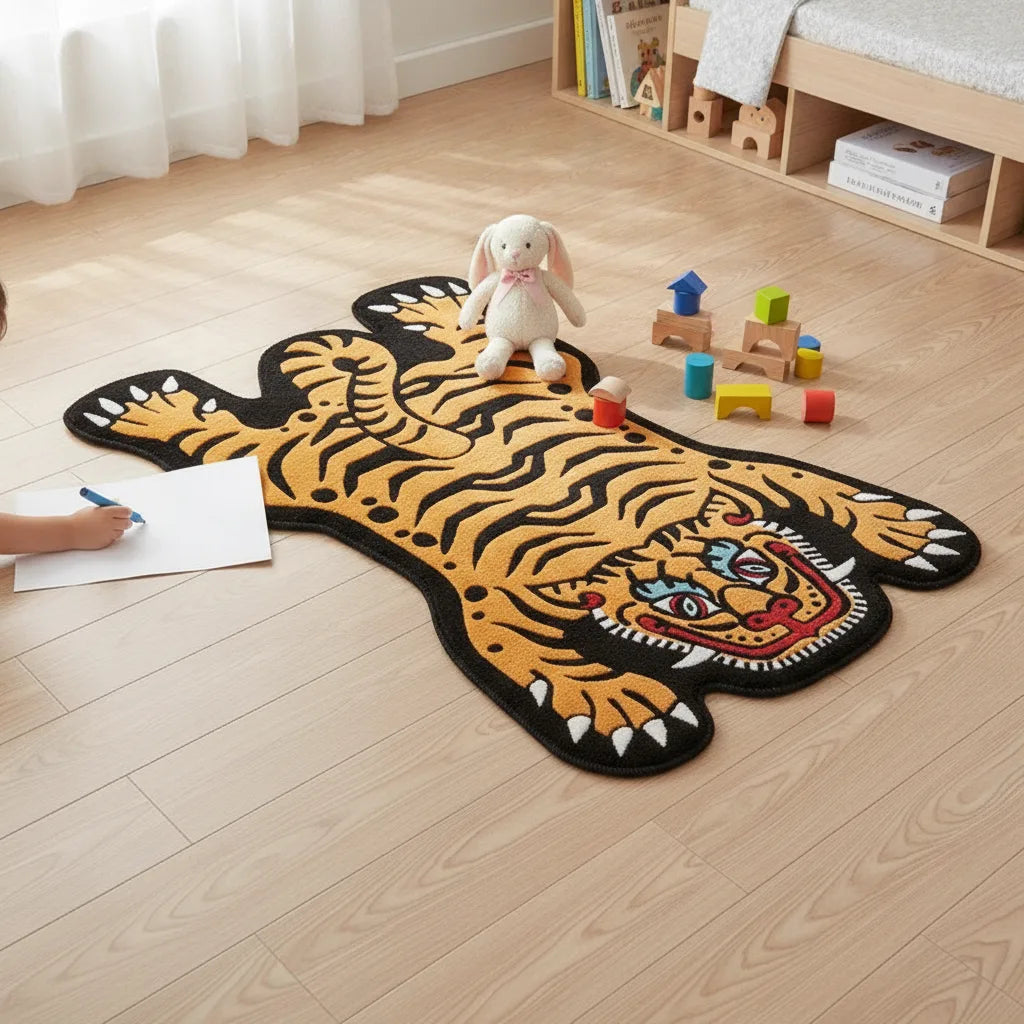 Tapis enfant tigre dessiné