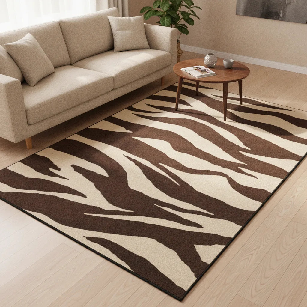 Tapis motif animal tigre et zèbre