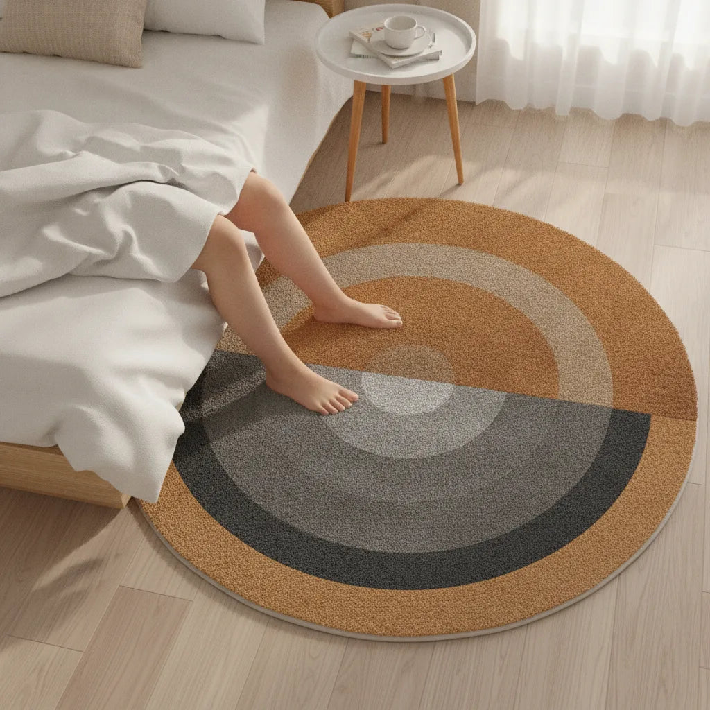 Tapis rond scandinave moelleux