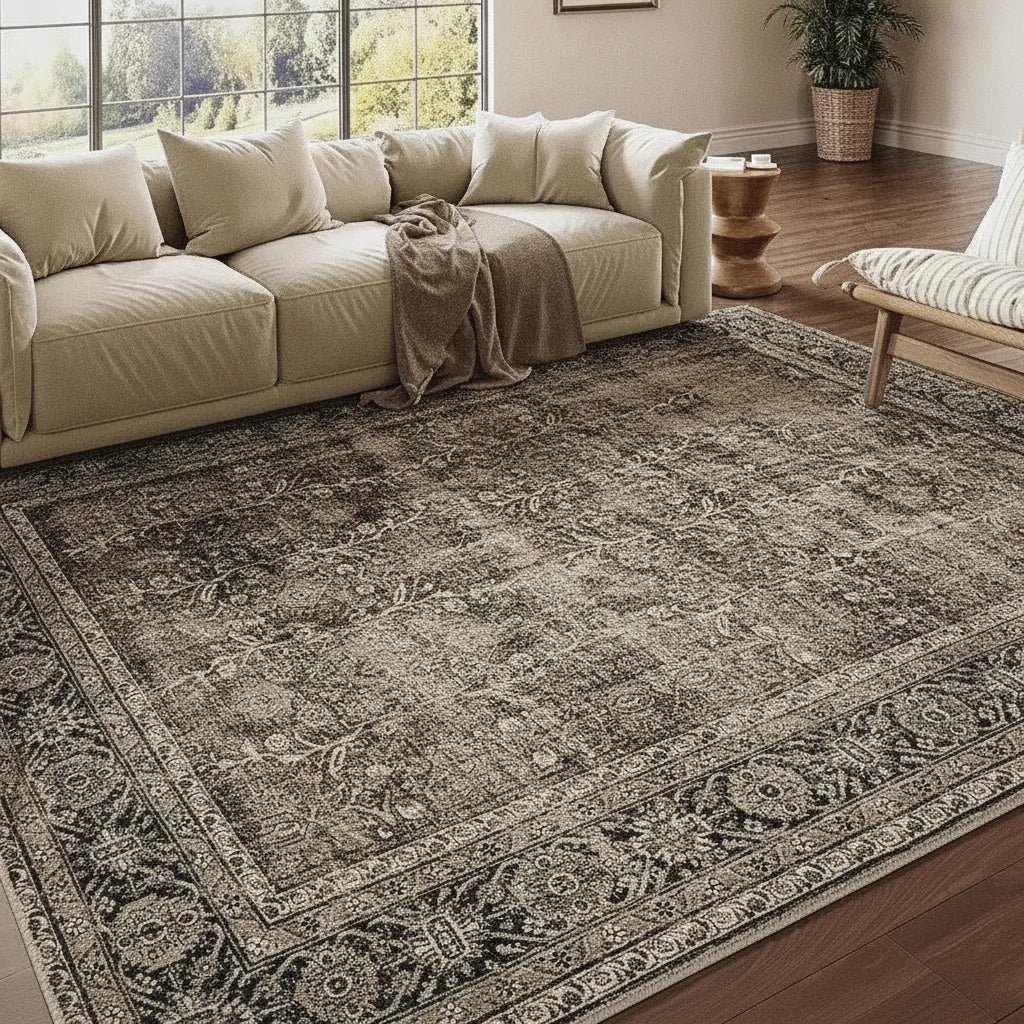 Tapis salon vintage à l'effet délavé