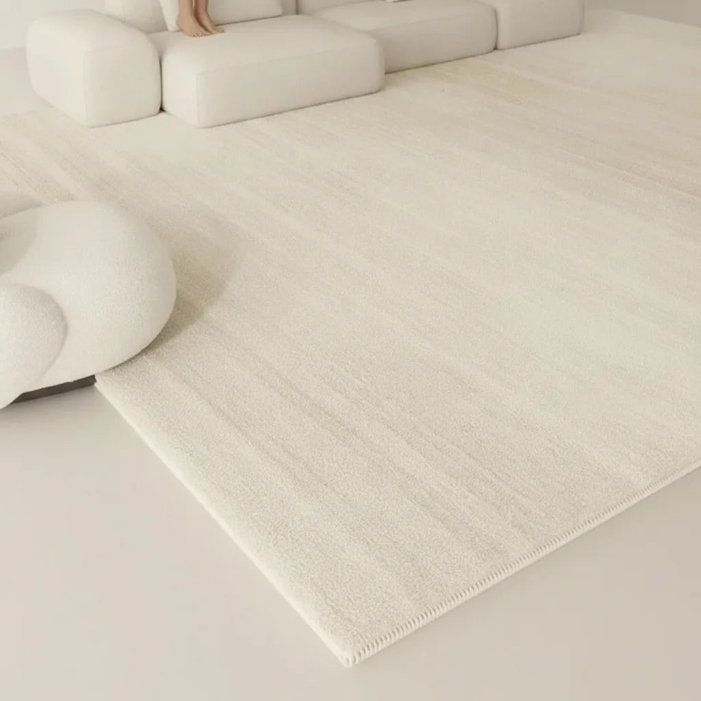 Tapis de salon uni blanc moelleux