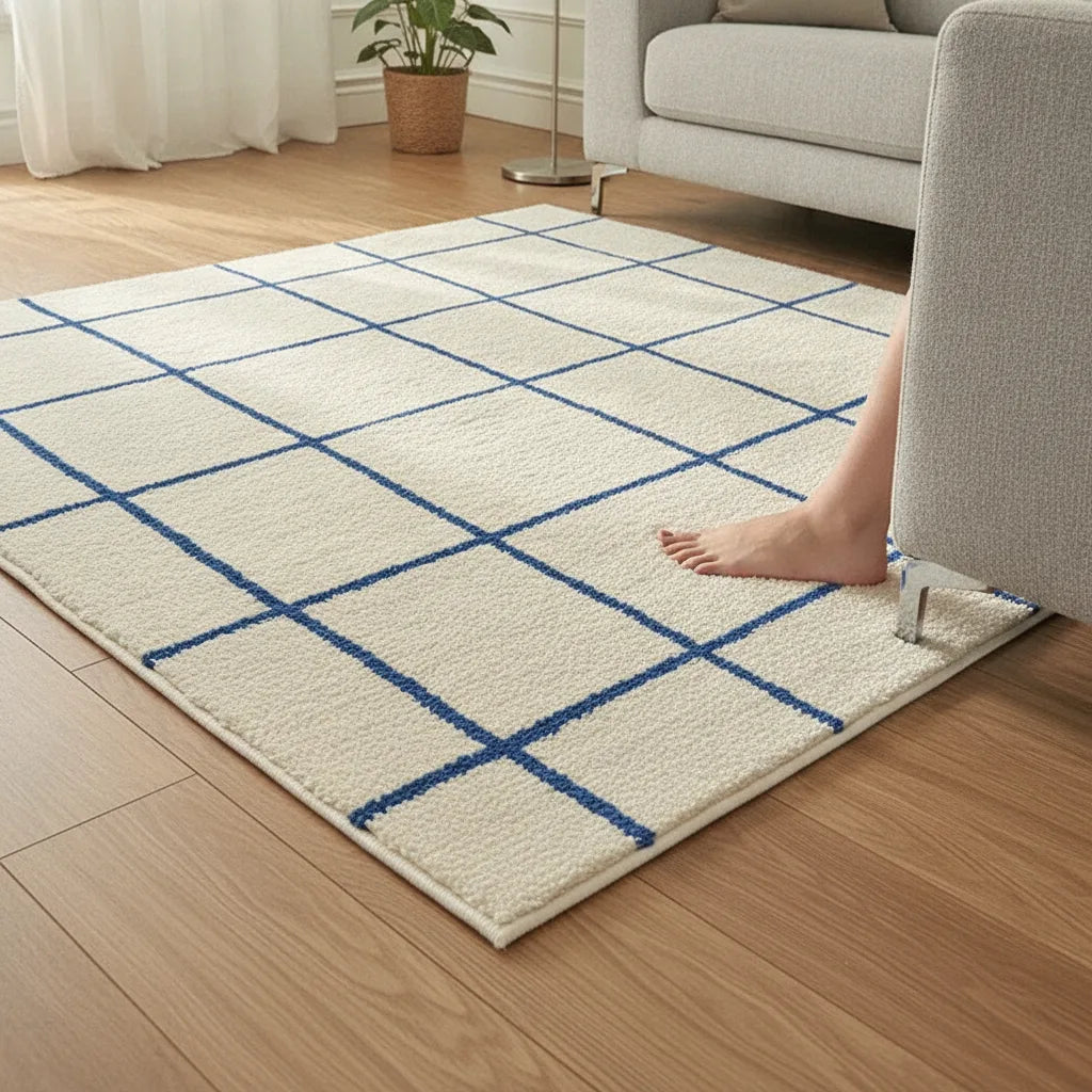 Tapis salon damier rétro tout doux