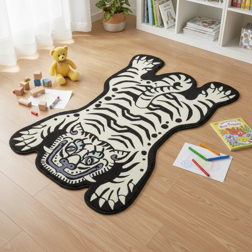 Tapis enfant tigre dessiné