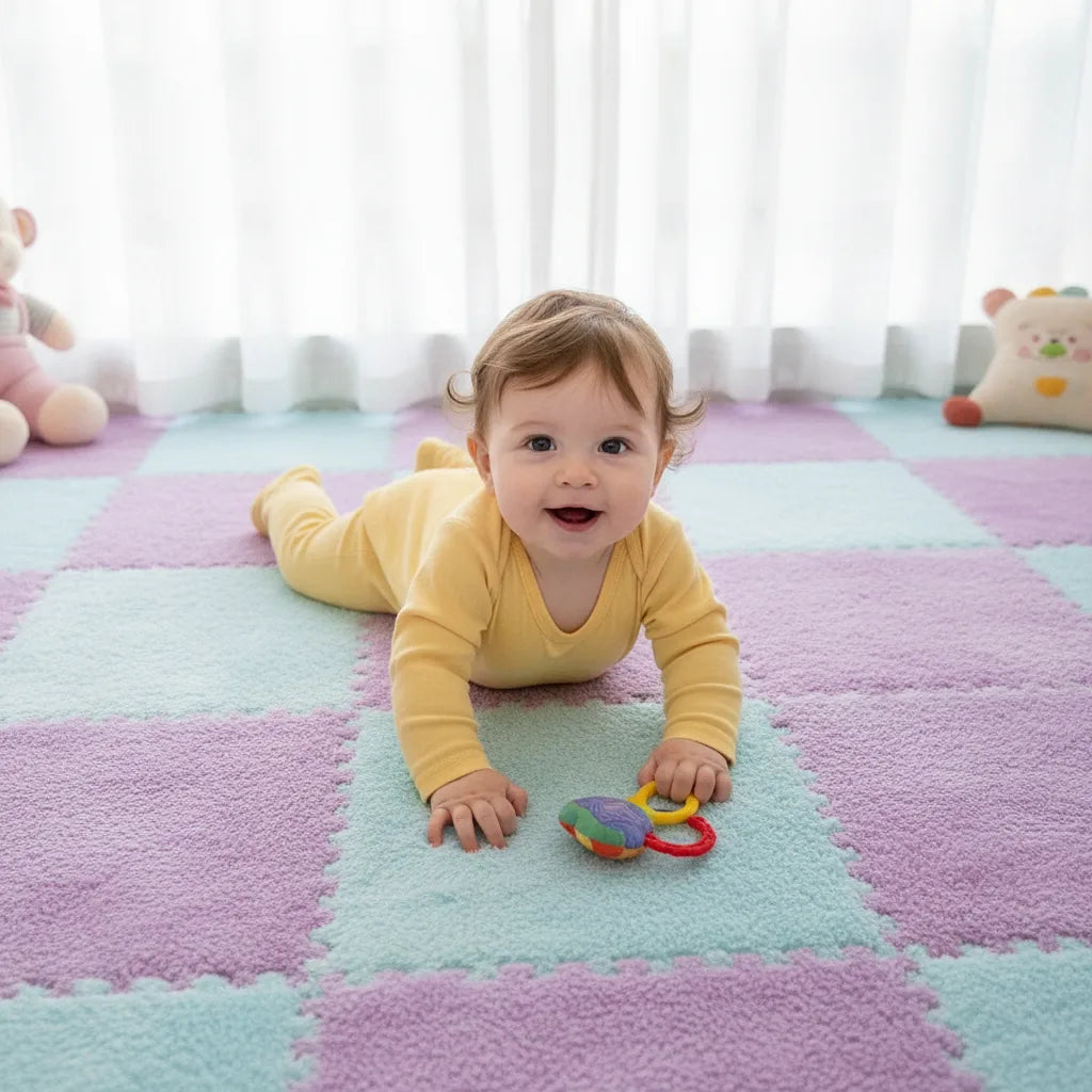 Tapis puzzle bébé dalles velours