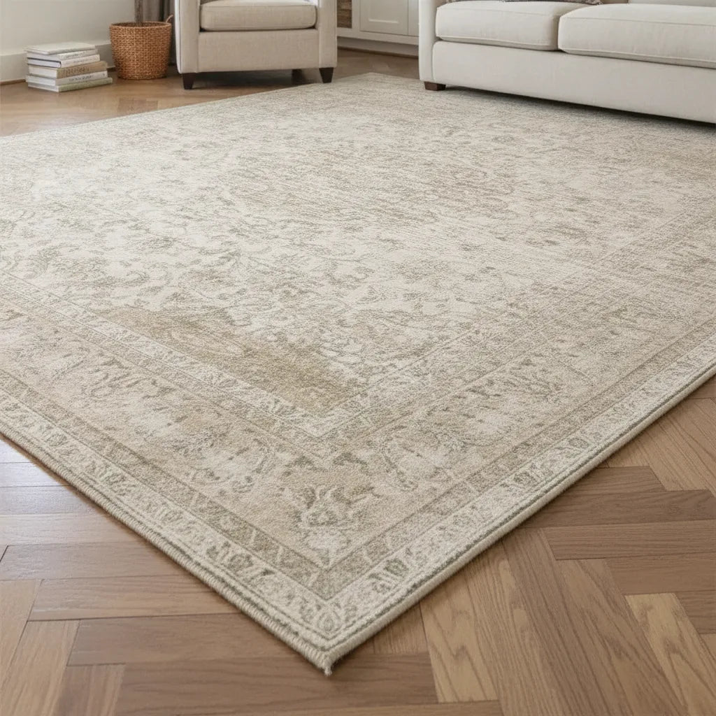 Tapis salon vintage à l'effet délavé