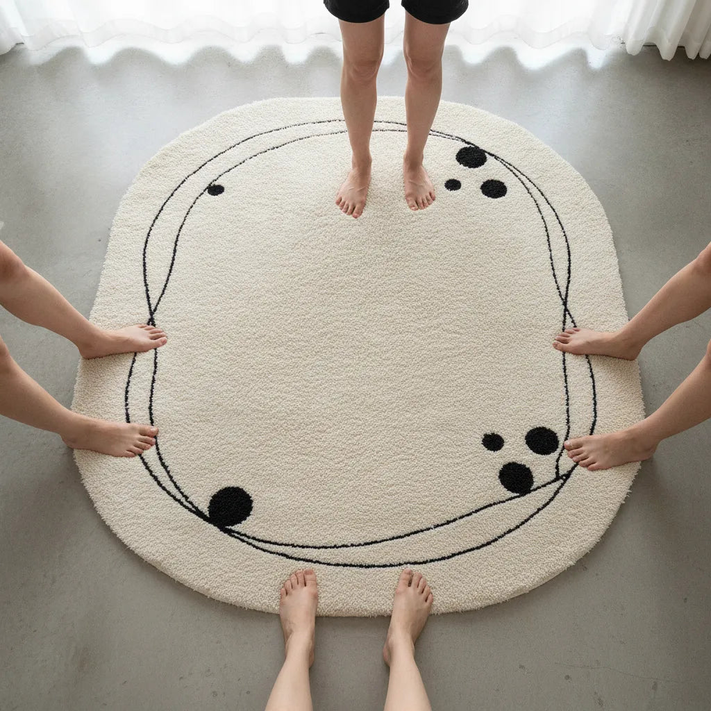 Tapis ovale crème doux et moelleux