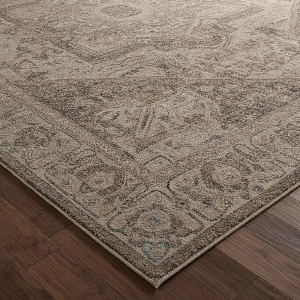 Tapis salon vintage à l'effet délavé
