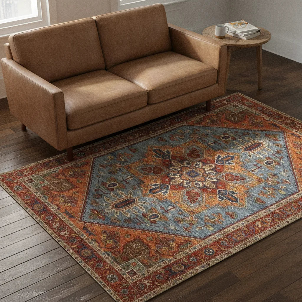 Tapis salon rétro américain lavable